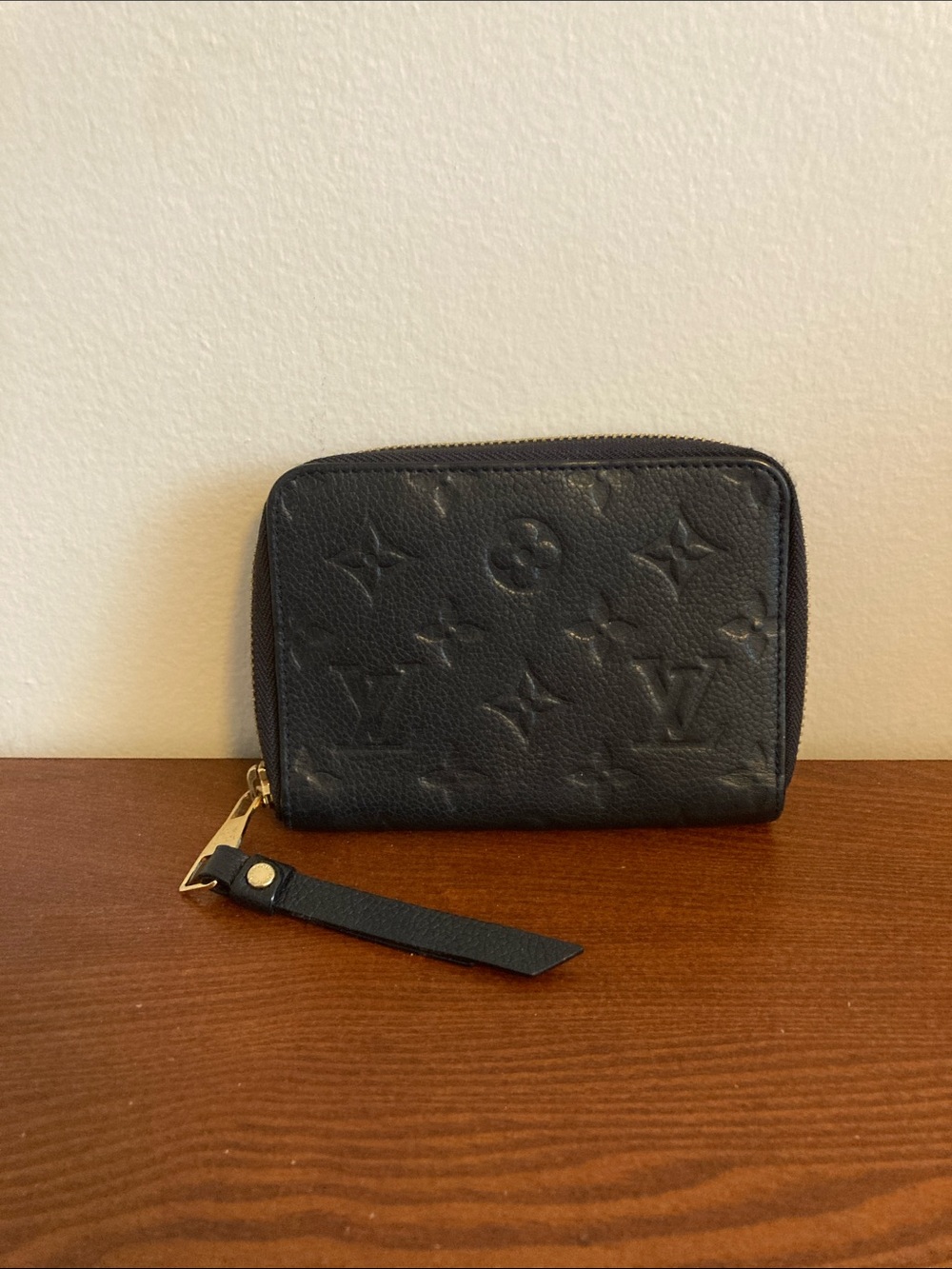 Louis Vuitton Black Monogram Embossed Zip Card Holder